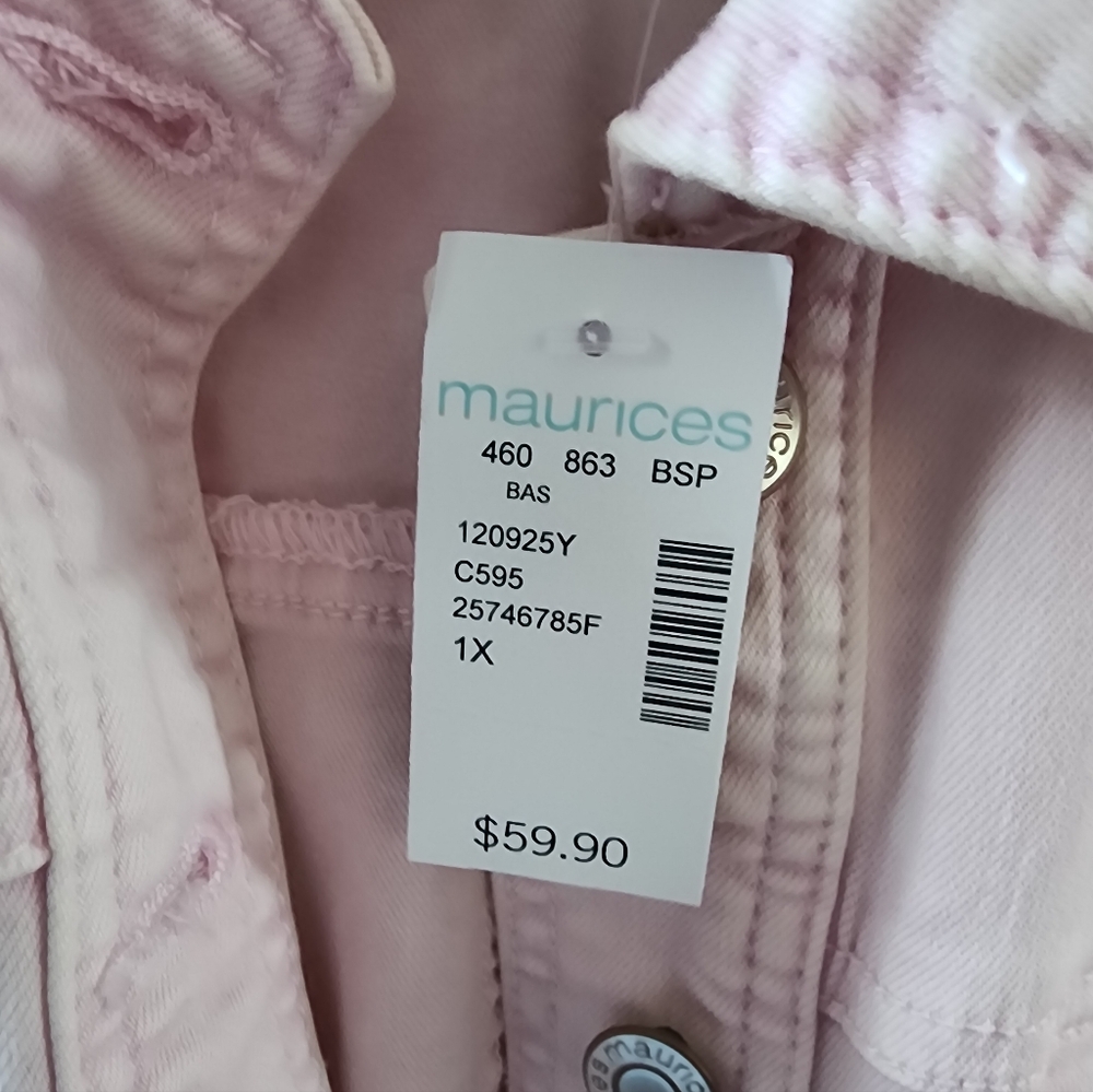 NWT Maurices Light Pink Denim Jacket - Picture 2 of 5